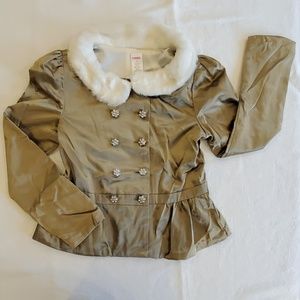 Gymboree gold jacket with fur collar, size 12